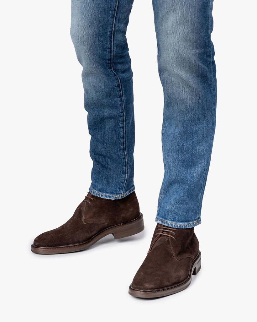 Dark brown suede leather lace boot