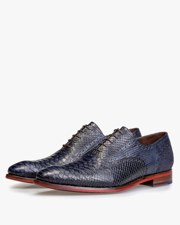 Lace shoe printed leather blue