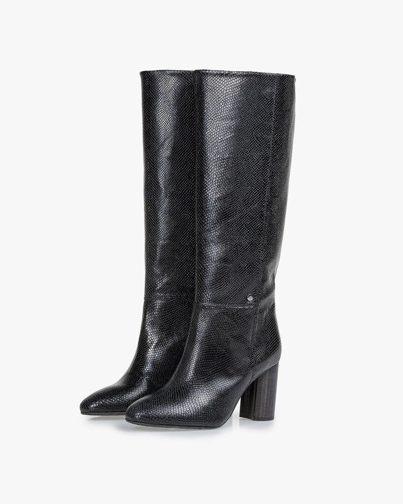 Boot reptile print black