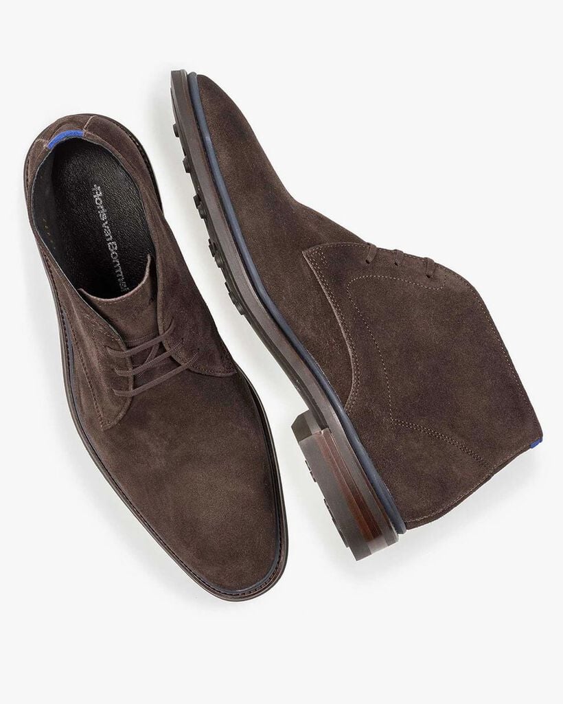 Lace boot suede leather brown