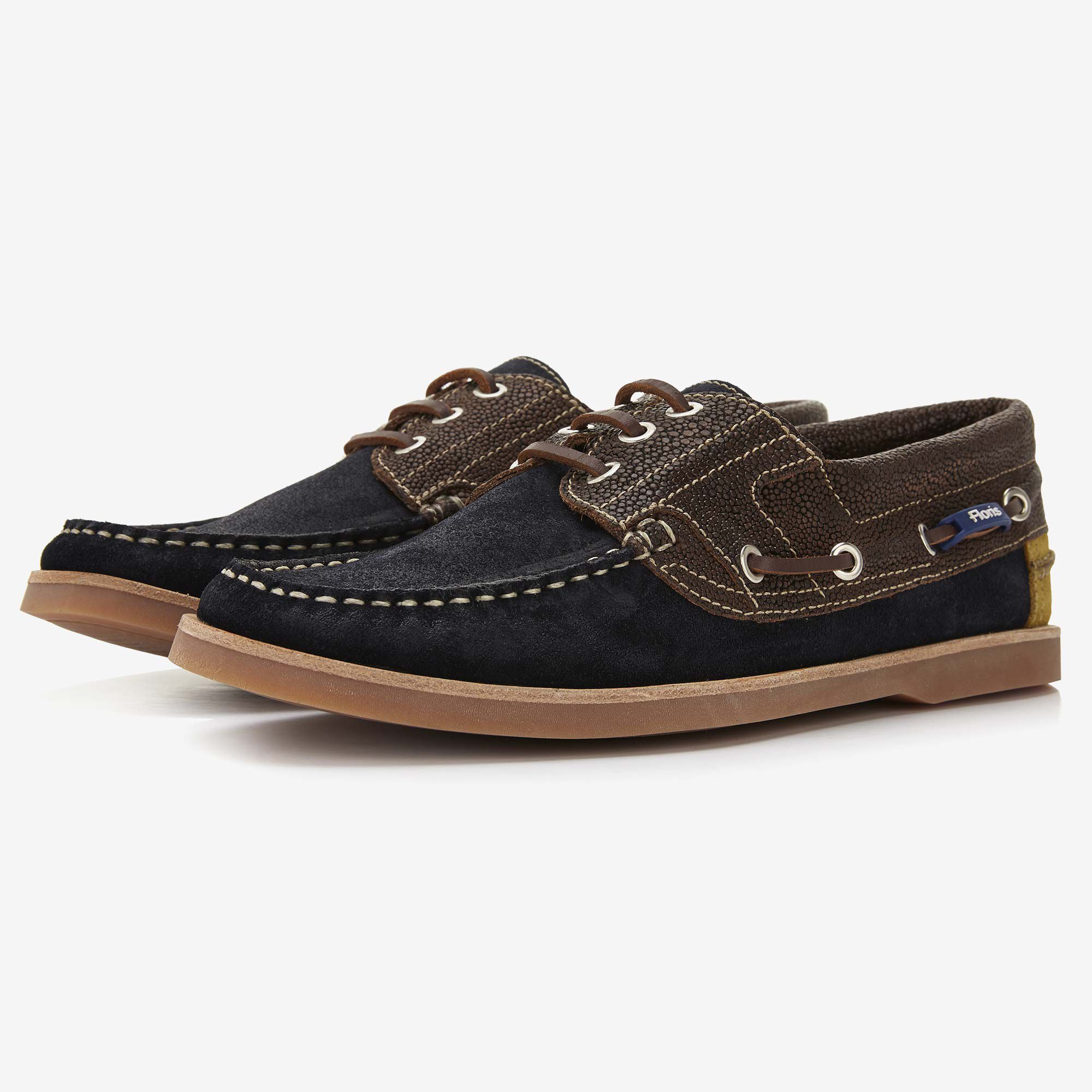 Dark blue suede men's boating shoe 15026/01 Floris van Bommel Dark blue suede men's boating shoe 15026/01 Floris van Bommel