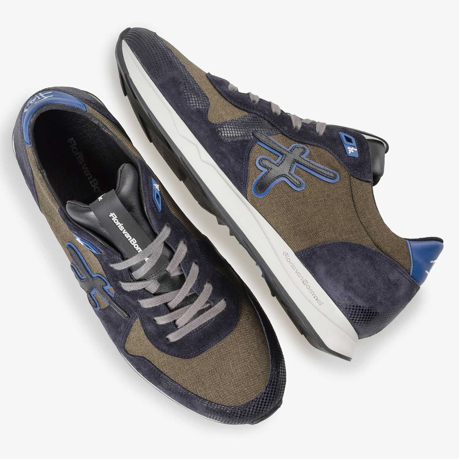 スニーカー F_WD FW19 ECOLEATHER SNEAKER (FW33050A_10074101) Sneaker with F logo – olive green / blue – 16226/04|Floris
