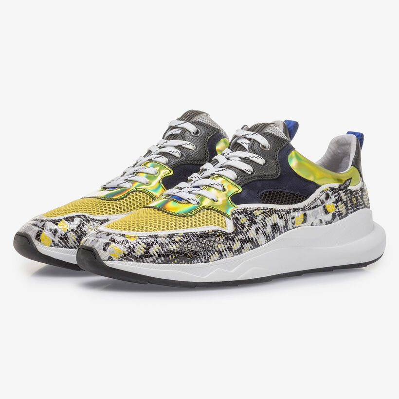 Multi-colour sneaker with grey and yellow print