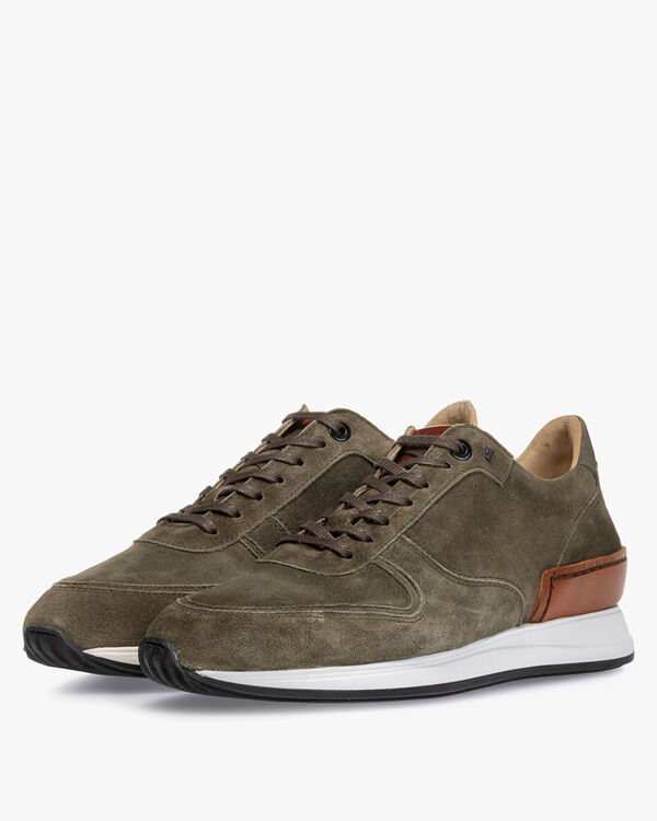 Sneaker green suede leather
