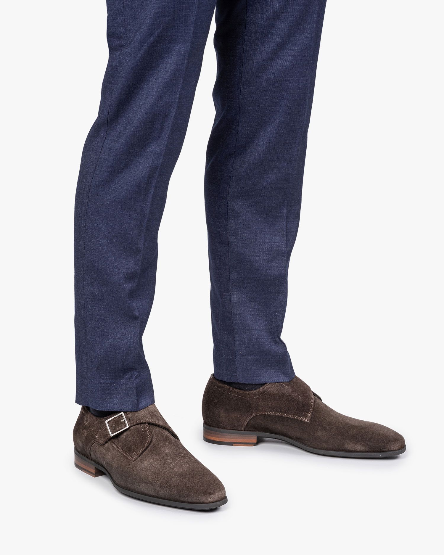 Brown waxed suede leather monk SBM-30016-20-01 | Van Bommel Official®