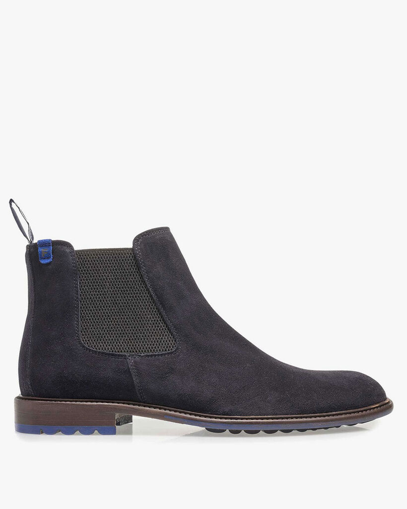 Dark blue suede chelsea boot