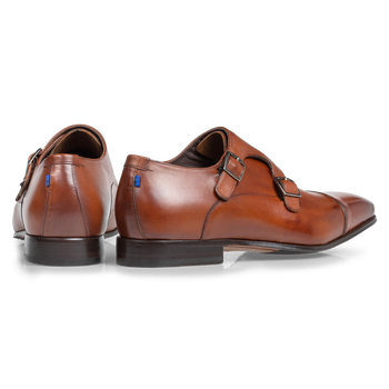 Buckle shoe calf leather cognac