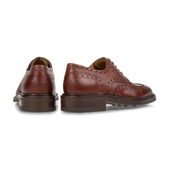 Lace shoe printed leather cognac-coloured