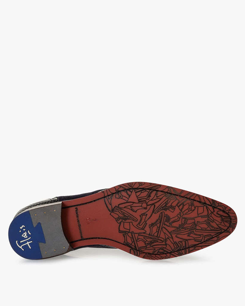 Lace boot nubuck leather dark blue