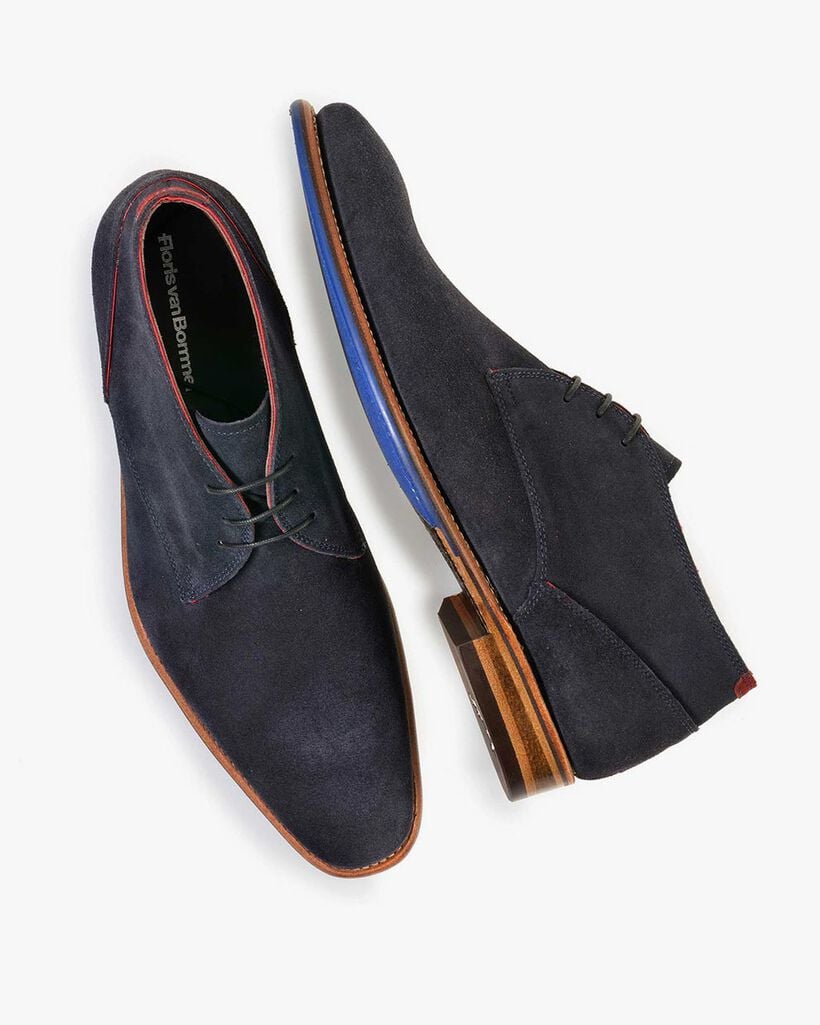 Lace boot suede leather blue