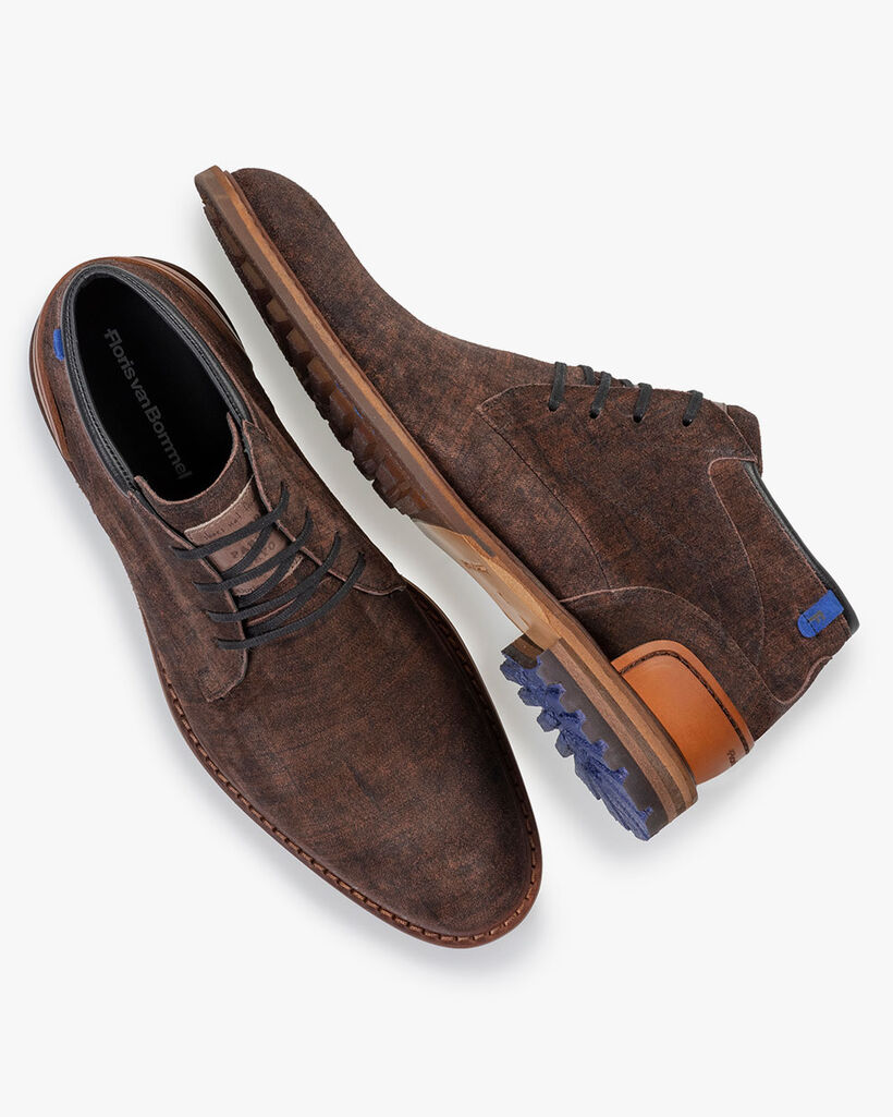 Lace boot suede cognac