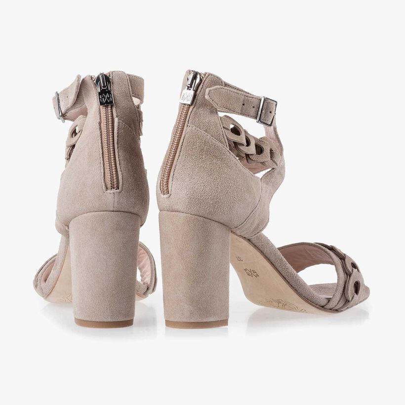 Taupe-coloured calf's suede leather sandal