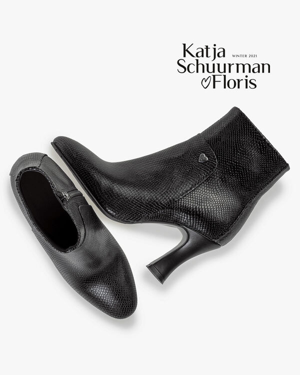 Ankle boot reptile print black