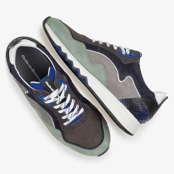 Green-blue suede leather sneaker