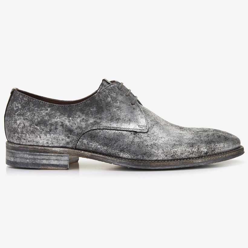 timmerman pols binnenkort Silver metallic men's lace-up shoe 14453/00 Floris van Bommel
