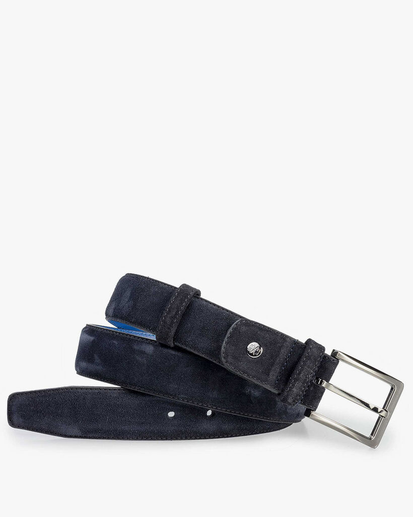 Belt suede leather dark blue