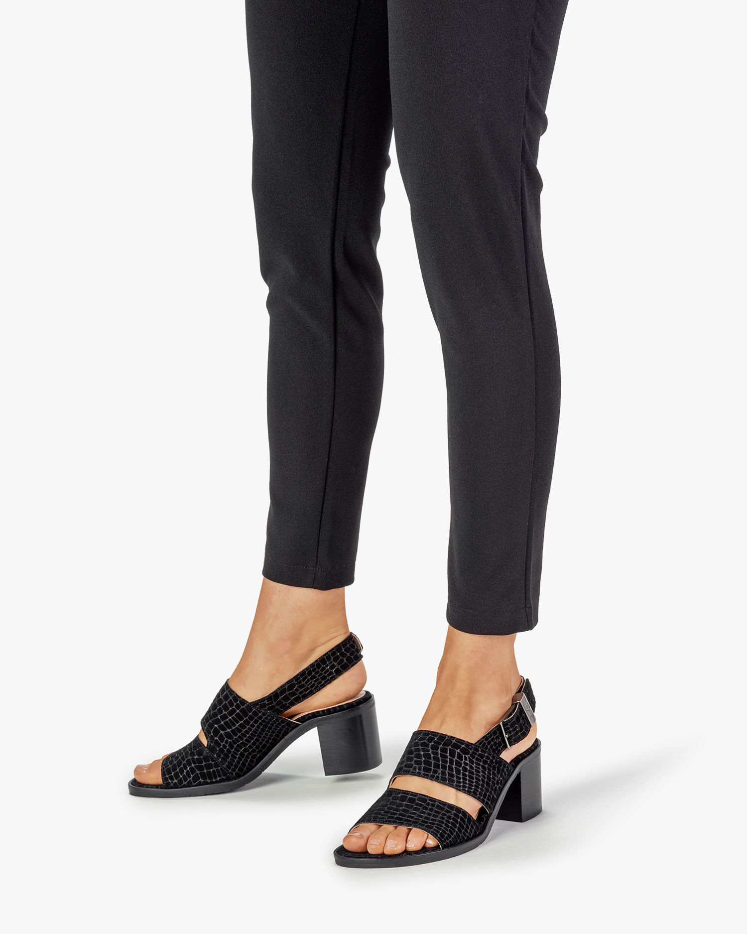 Sandal printed suede leather black | Floris van Bommel Women®