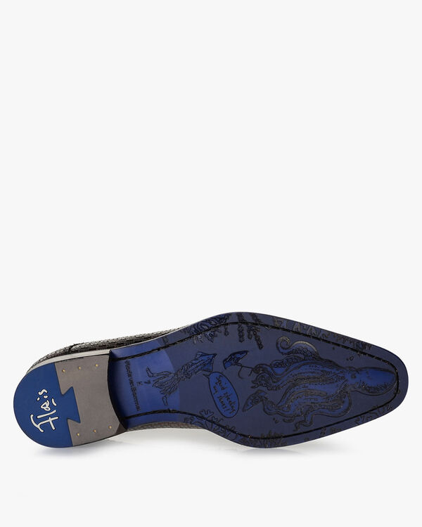 Lace shoe metallic print bronze