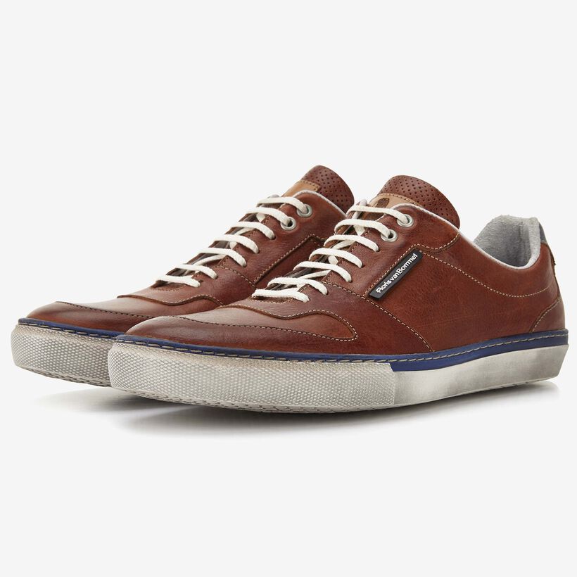 Floris van Bommel cognac coloured leather men's sneaker