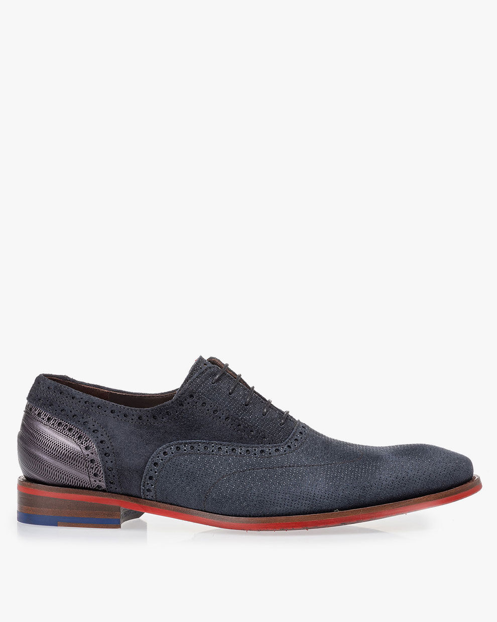 Blue suede leather lace shoe 19109 06 Floris van Bommel Official