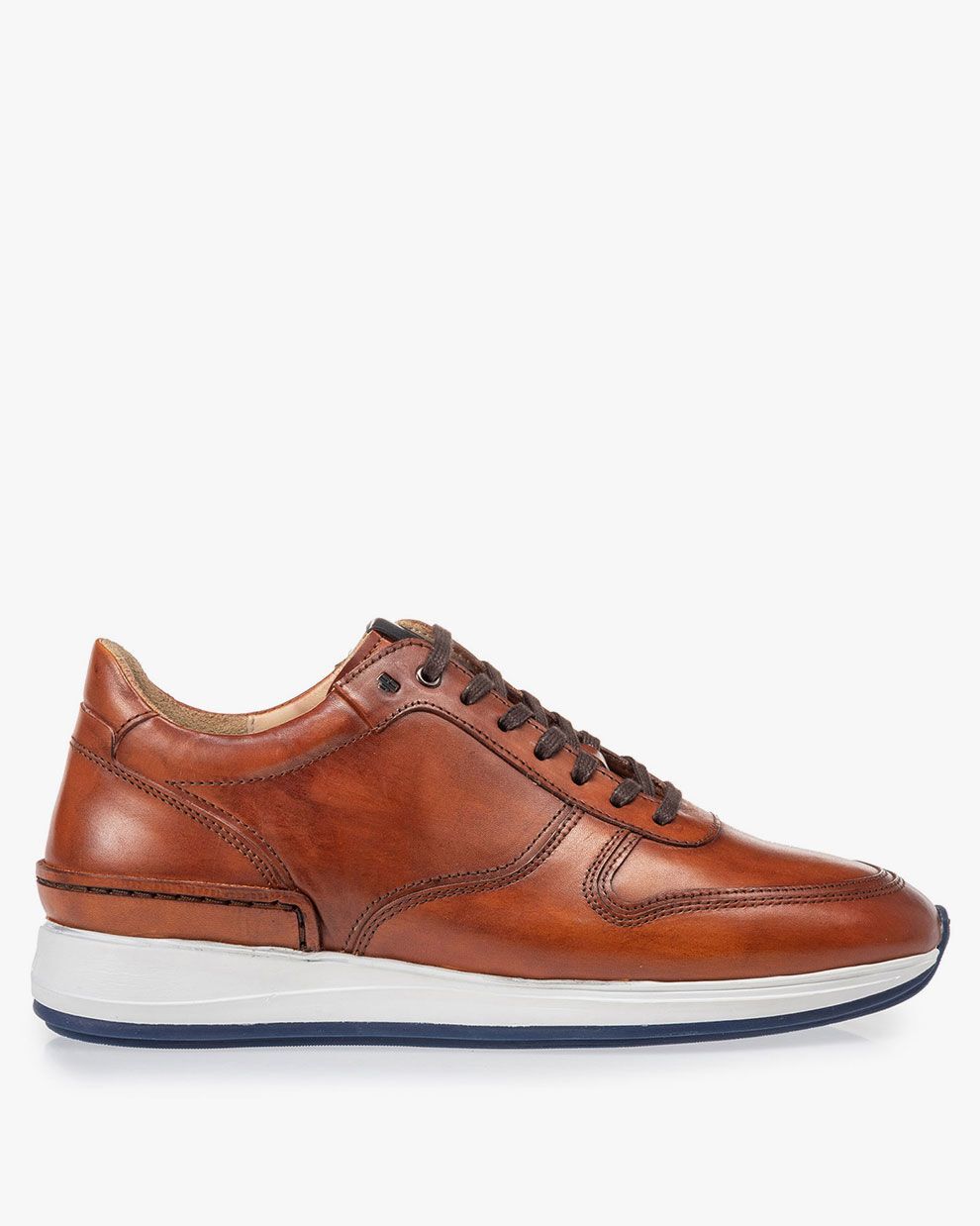 Floris van Bommel 16238 sneaker cognac leer - Alleen bij Past Schoenen