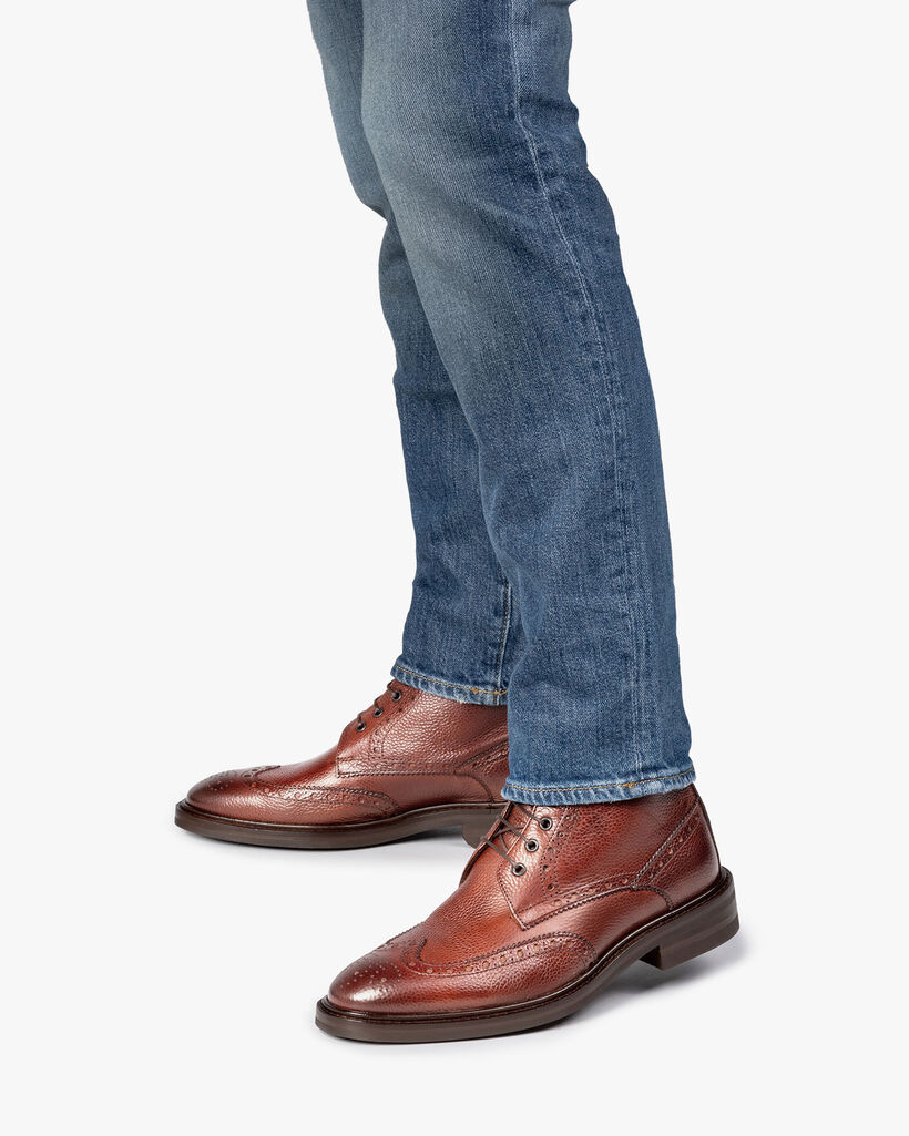 Boot printed leather cognac