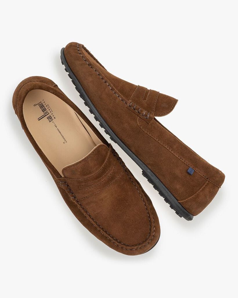 Moccasin suede leather brown