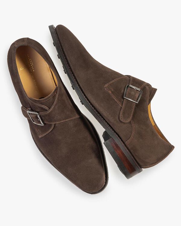 Brown suede leather monk