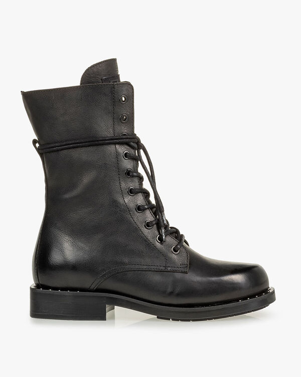 Lace boot calf leather black