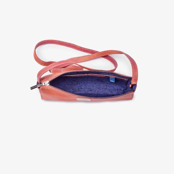 Coral red leather cross body bag