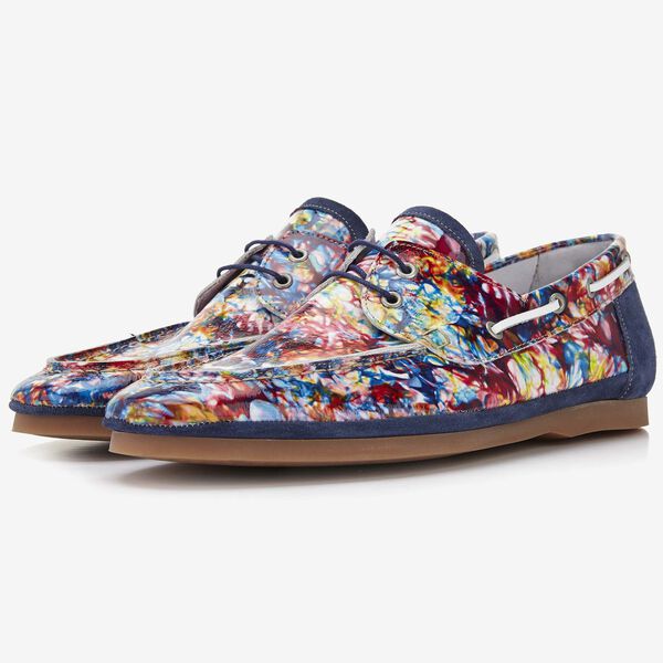 Floris van Bommel printed patent leather men's boating shoe