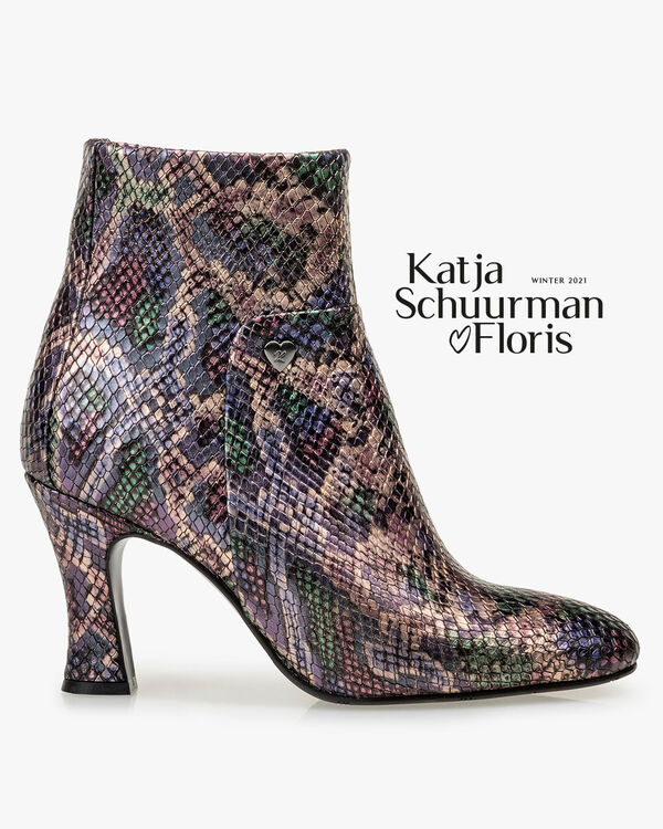 Ankle boot metallic print pink