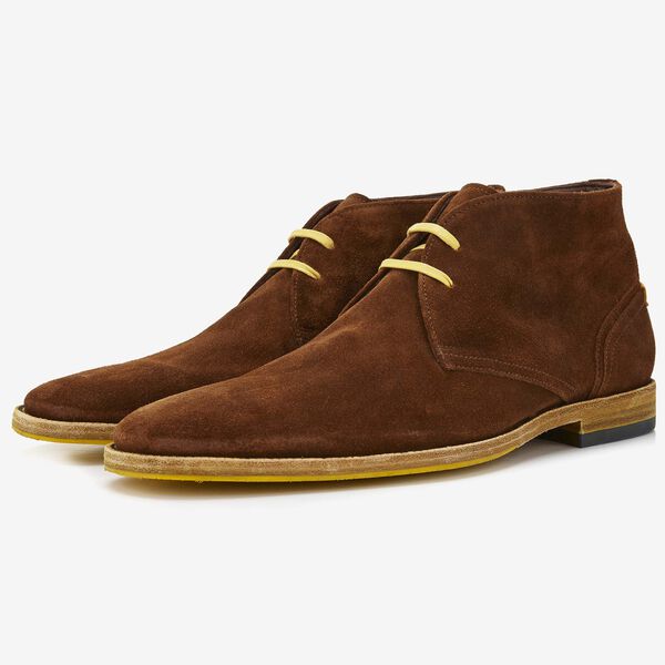 Floris van Bommel cognac suede men's lace-up boot