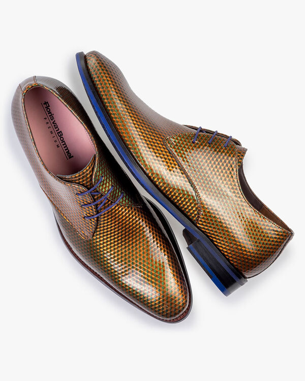 Lace shoe patent leather green