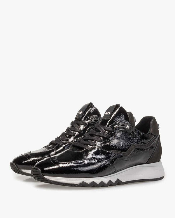 Black patent leather sneaker