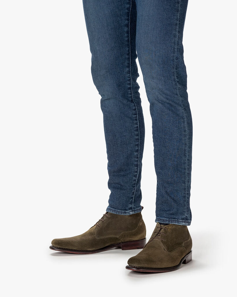 Lace boot suede dark green