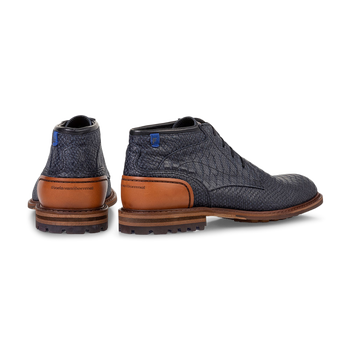 Lace boot nubuck leather blue