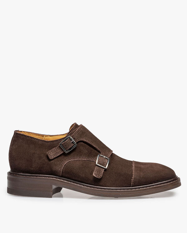 Brown suede double monk
