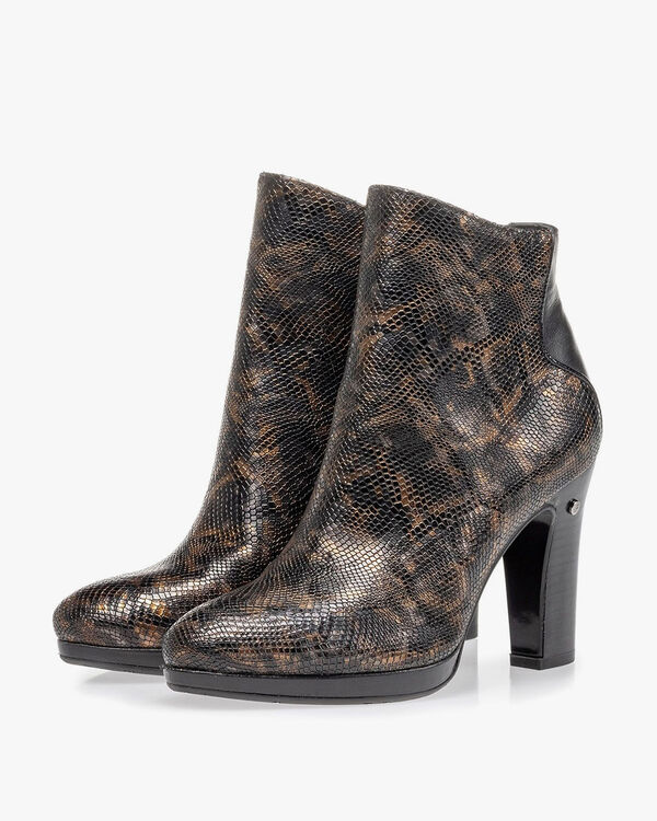 Ankle boot croco print copper