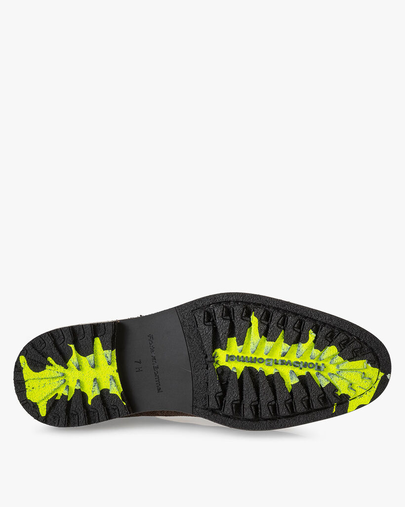 Lace boot printed leather brown