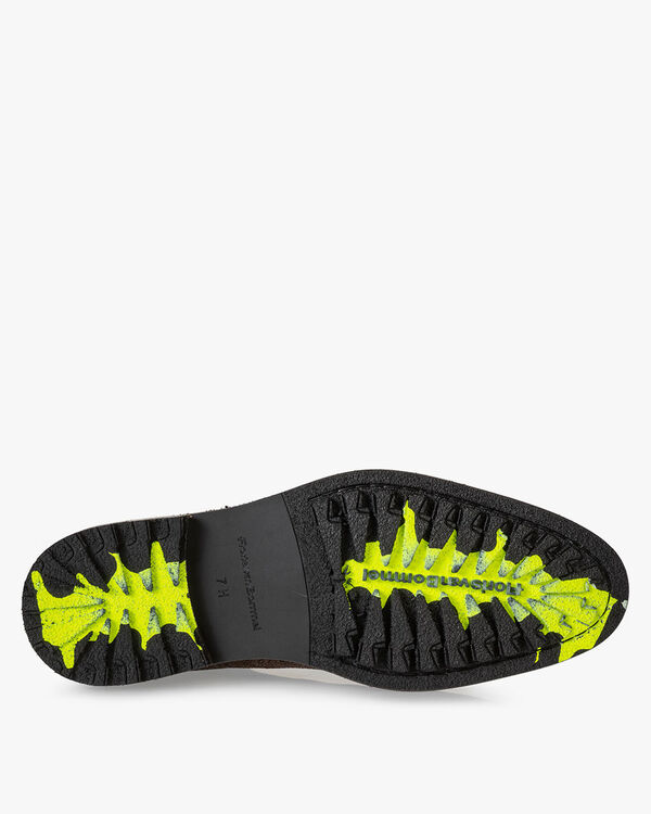 Lace boot printed leather brown