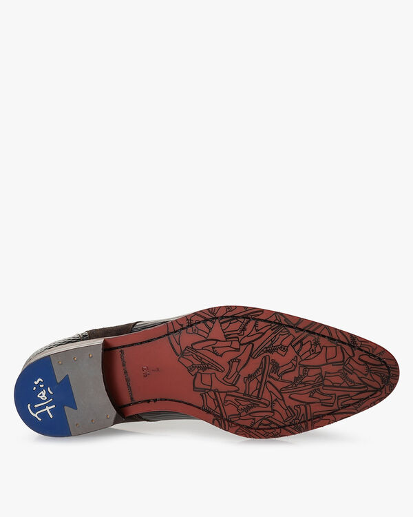 Lace shoe metallic print bronze