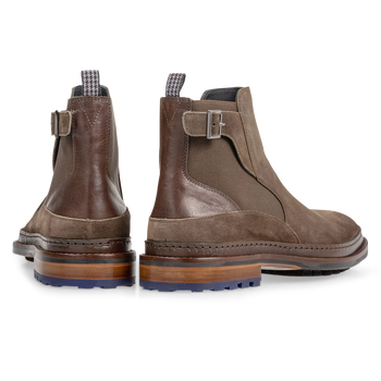 Chelsea boot suede leather dark taupe