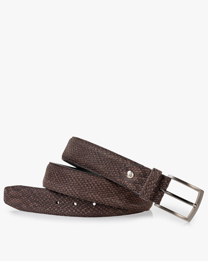 Belt nubuck leather dark brown