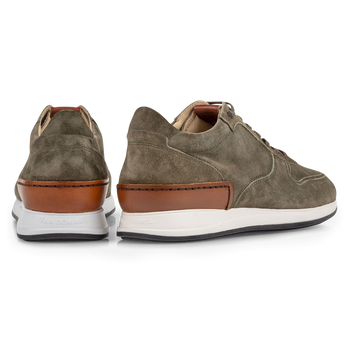 Sneaker green suede leather