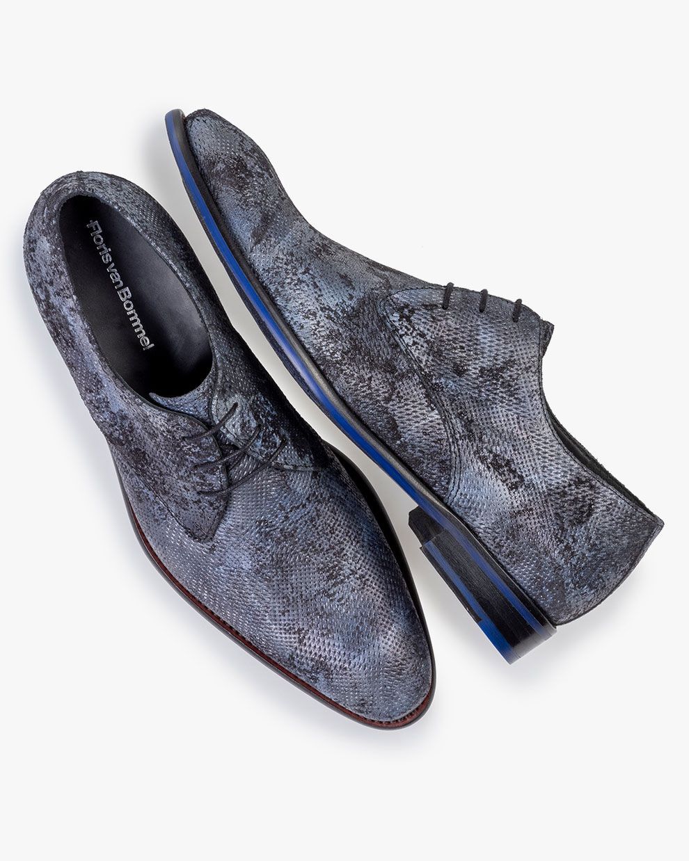 Lace shoe printed leather dark blue SFM-30200-41-03 | Floris van Bommel®