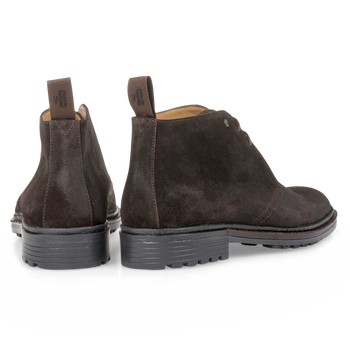 Dark brown suede leather lace boot