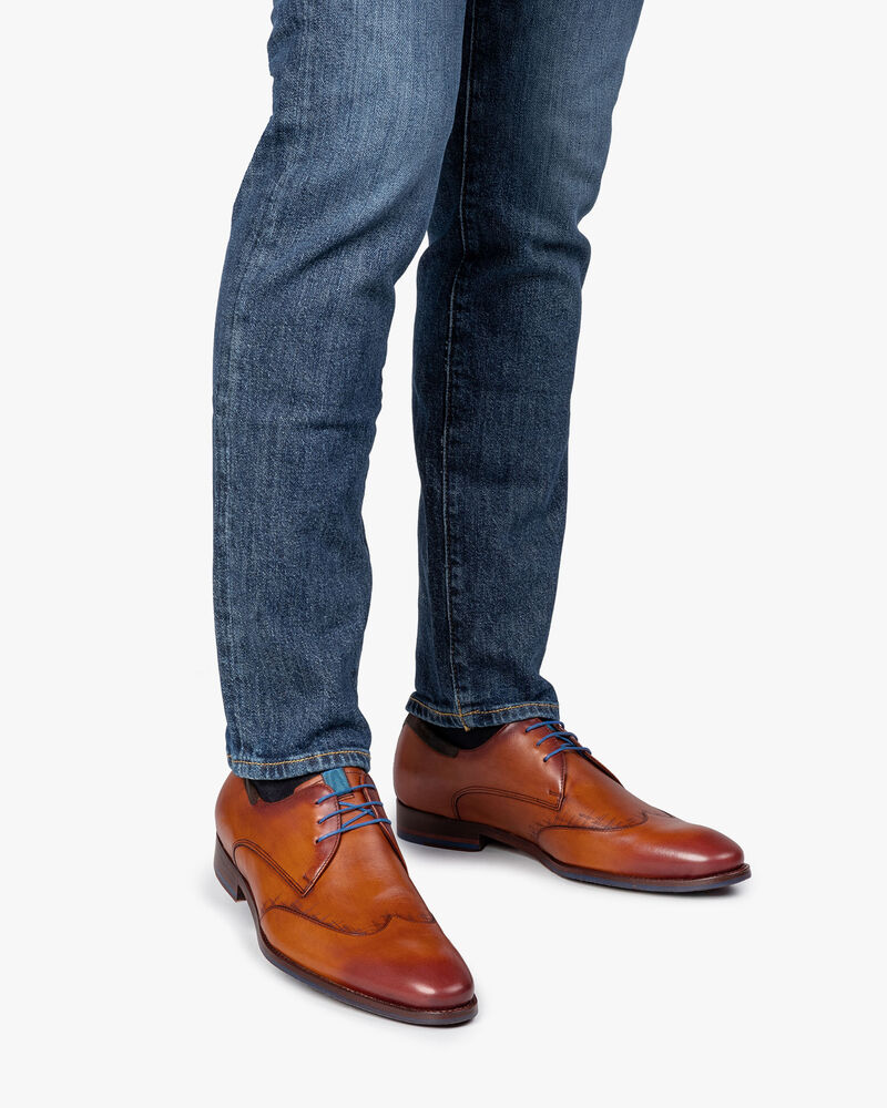 Lace shoe calf leather cognac