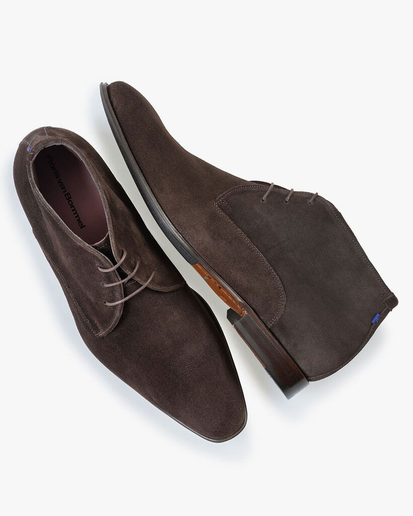 Lace boot brown suede leather