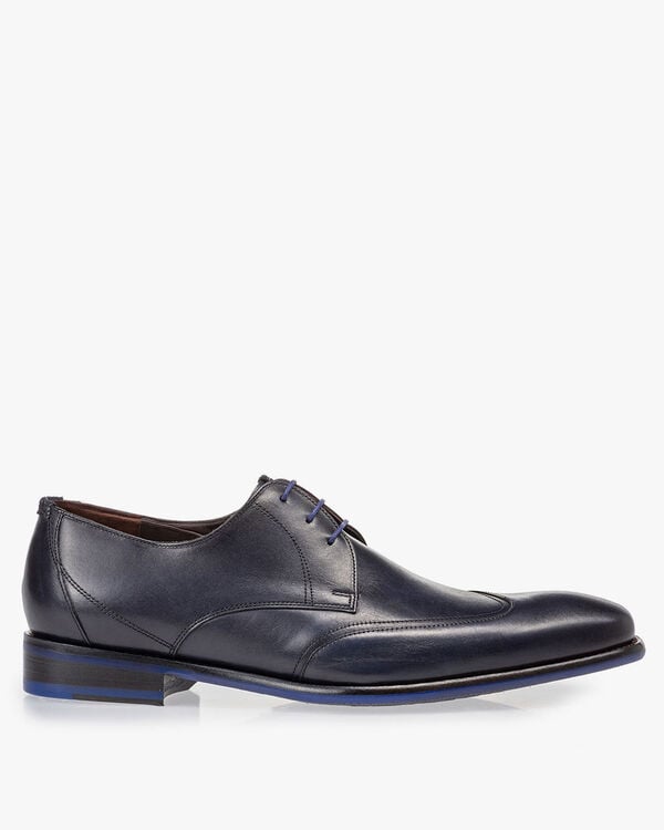 Lace shoe dark blue calf leather